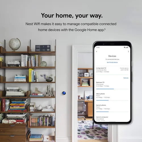 Vista 8 de Google Nest Wifi Router AC2200 Sistema de malla 1 paquete cubre hasta 2200 pies cuadrados