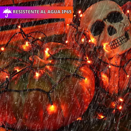 Vista 5 de XTF2015 Guirnalda de luces de Halloween naranja y morada, luz de Halloween de 105 pies, 300 LED que cambian de color, enchufe de extremo a extremo