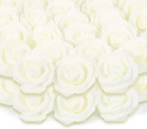 Vista 27 de Cabezas de rosas artificiales, 100 rosas falsas negras, cabezas de rosas artificiales de espuma para ramos de boda, centros de mesa, arreglos