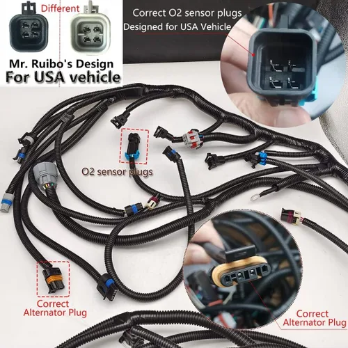 Vista 2 de LS Arnés de cableado Drive por Cable 5.3, ls Arnés de cableado independiente 4L60E DBC, para 1997-2006 LS1 4.8L 5.3L 6.0L, EV1 - Enchufe de jeringa