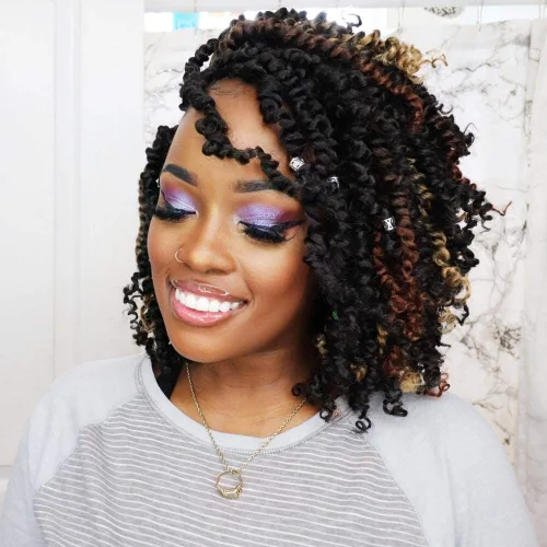 Vista 9 de TOYOTRESS Tiana Passion Twist Hair – 6 pulgadas, 2 piezas de trenzas de ganchillo pretrenzadas color negro natural, extensiones de cabello sintético