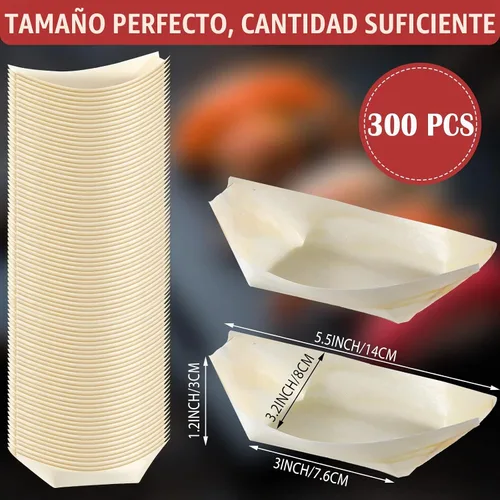 Vista 2 de Newtay - 300 platos desechables de bambú para servir aperitivos, 5.31