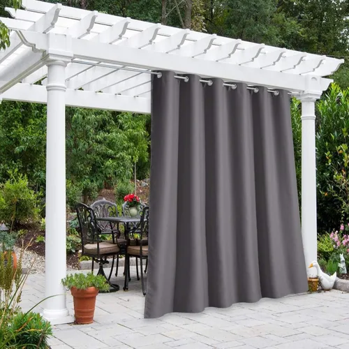 Vista 41 de NICETOWN Cortina para Exteriores para Patio Impermeable de 84 Pulgadas de Ancho, Aislamiento Térmico con Ojales Antioxidantes Bloqueo UV Cortina