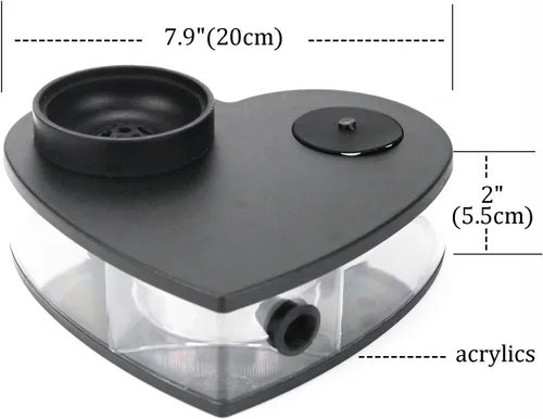 Vista 3 de Conjunto de cachimba de acrílico Modelo Heart Shisha Nargile Sheesha Narguile Chicha Cachimbas Kit (negro)