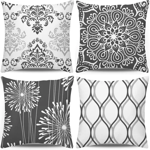Vista 16 de Coliuso Fundas Decorativas para Almohadas de Tiro 16x16 Juego de 4, Azul Moderno Simple Cuadrado Funda de Almohada Cojín para Sofá Sillón
