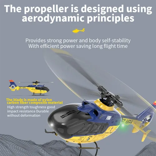 Vista 4 de Helicóptero sin escobillas RC, EC-135 1/36 2.4G 6CH Conducción directa 3D/6G modelo de helicóptero (versión RTF)