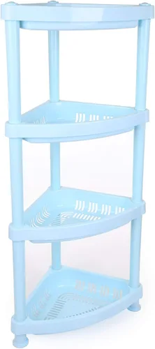 Vista 6 de Mintra Home - Estantes de almacenamiento de plástico ligeros, estanterías, almacenamiento (negro, estante rectangular) - 18.5 pulgadas de ancho x