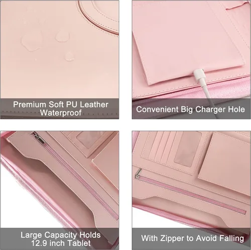 Vista 6 de GraduatePro Carpeta de cuero con cremallera, estuche organizador para bloc, cuaderno y currículum con portapapeles para mujer, regalo de graduación