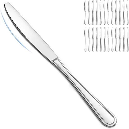 Vista 8 de BEWOS - Juego de 24 cuchillos de cena de 9 pulgadas, juego de cuchillos de cena, cuchillo de mantequilla, acero inoxidable de grado alimenticio