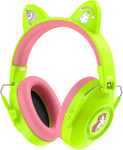 Vista 11 de Dr.meter EM200 Noise Cancelling Headphones for Kids Cute Cat Ear Muffs Rosa