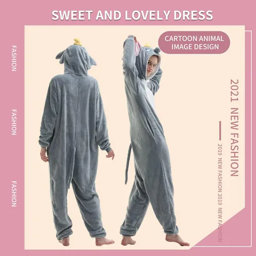 Vista 4 de COSUSKET Pijama unisex para adultos, pijama de franela para cosplay, disfraz de Halloween de una pieza, ropa de dormir para el hogar