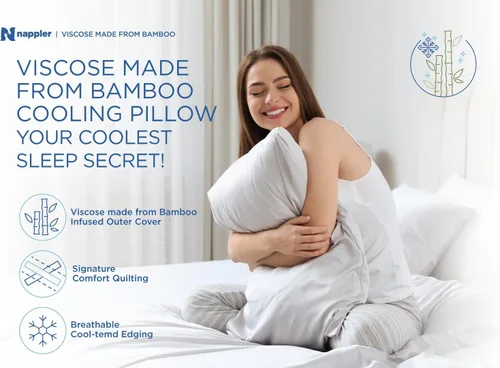 Vista 7 de Nappler - Almohada refrescante para durmientes calientes - Juego premium de 2 almohadas de cama tamaño estándar - Espuma viscoelástica triturada