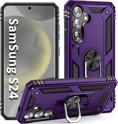 Vista 9 de Funda S24 Plus, S25 Plus, para Samsung S24+/S25+, con anillo de soporte, soporte ajustable, grado militar, protección resistente, a prueba de Azul