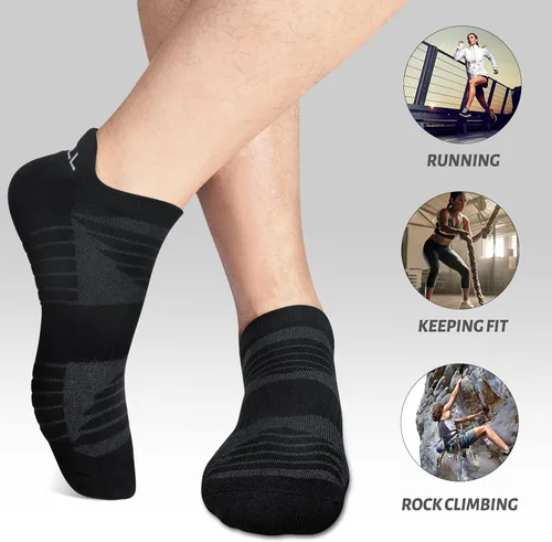 Vista 4 de VWELL Calcetines deportivos para correr para hombres y mujeres calcetines acolchados de tobillo deportivos calcetines de corte bajo absorben
