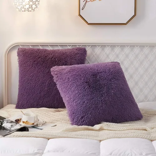 Vista 22 de Juego de 2 fundas de almohada estándar de piel sintética de terciopelo suave, fundas de almohada decorativas con cierre de cremallera