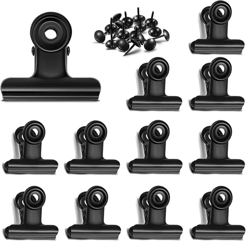 Vista 10 de Pinzas Bulldog con agujero para pasador, clips de archivo de papel con resorte fuerte, clips de metal pequeños, abrazaderas de sellado para bolsas