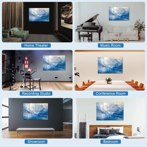 Vista 4 de Paneles acústicos decorativos, paquete de 8 paneles de arte de pared grandes absorbentes de sonido de 48 x 32 pulgadas, paneles de espuma