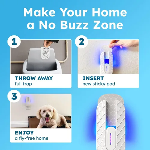 Vista 6 de BugMD - Trampa para moscas de frutas sin zumbido para interiores con luz UV Colector de mosquitos y matamosquitos para casa, cebo con aroma a miel