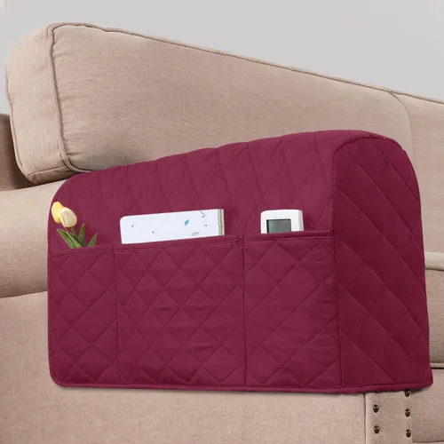 Vista 8 de Paquete de 2 fundas resistentes al agua para reposabrazos para sillas y sofás, fundas de brazo para sofá con 3 bolsillos para teléfono, sofá