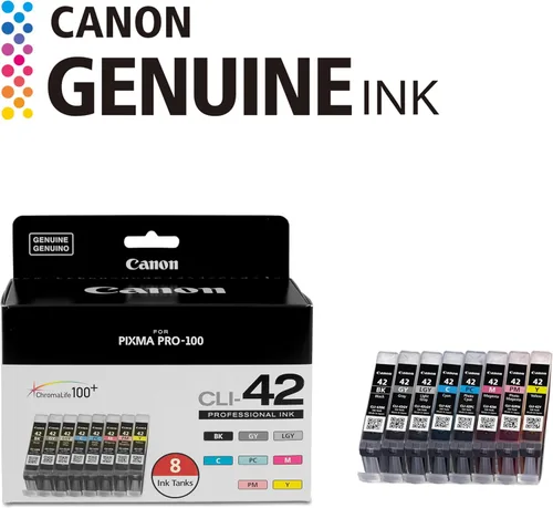 Vista 2 de Canon CLI-42 Paquete de ocho colores genuinos, compatible con impresoras PIXMA PRO-100