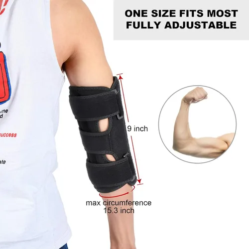 Vista 5 de Codera, férula de codo nocturno para dormir, estabilizador ajustable con 4 férulas extraíbles para el síndrome del túnel cubital, tendinitis, nervio