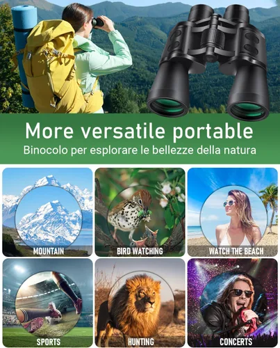 Vista 7 de 20x50 prismáticos de alta potencia para adultos, prismáticos claros y duraderos para observación de aves, turismo, observación de vida silvestre