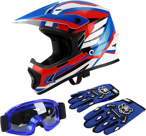 Vista 23 de TCT-MOTORPARTS DOT - Casco de motocross para niños y jóvenes, casco de cara completa para motocross, ATV, todoterreno, casco de cuatro ruedas