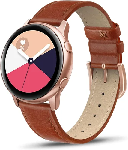 Vista 16 de Correa de piel compatible con Samsung Galaxy Watch 3 de 41 mm / Galaxy Watch Active de 40 mm / Active 2 44mm / Galaxy Watch de 42 mm, 20 mm de piel
