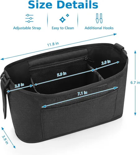 Vista 8 de Accmor Organizador universal para cochecito, organizador de bolsa de cochecito, organizador de cochecito, accesorios para Uppababy, Baby Jogger