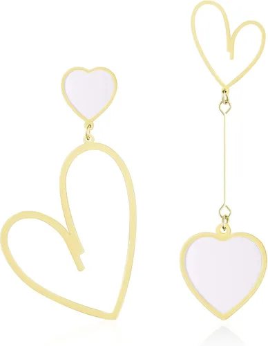 Vista 31 de Linawe Mismatched Heart Dangle Earrings for Women Trendy