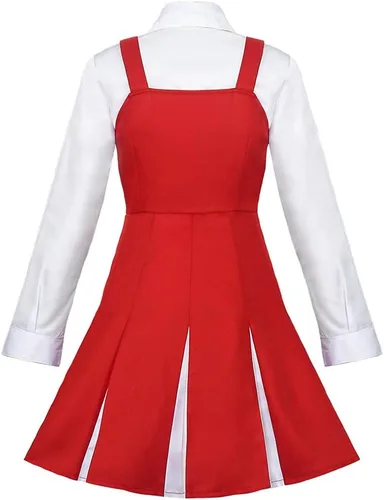 Vista 3 de Mha Eri - Disfraz de uniforme rojo con calcetines para la cabeza, vestido de sirvienta, trajes de Halloween