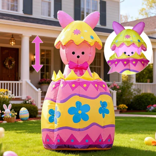 Vista 13 de Decoraciones inflables de Pascua para exteriores de 6 pies, con luces LED integradas, decoración de patio, para fiestas de Pascua, al aire libre