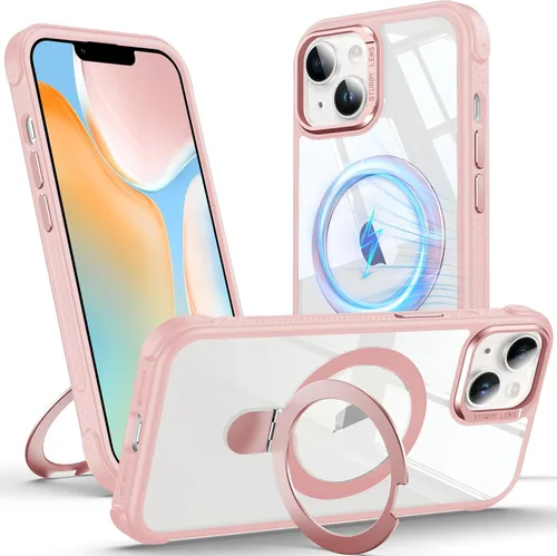 Vista 25 de Anqrp Funda transparente con función atril magnética con junta tórica para iPhone 12/12 Pro, compatible con Mag-Safe, de grado militar, reforzada