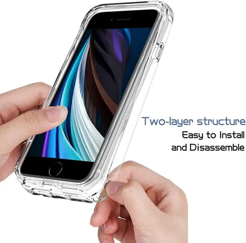 Vista 4 de Funda para iPhone SE 2020, iPhone 8, iPhone 7 para niñas y mujeres, transparente, protección de cuerpo completo, a prueba de golpes, carcasa