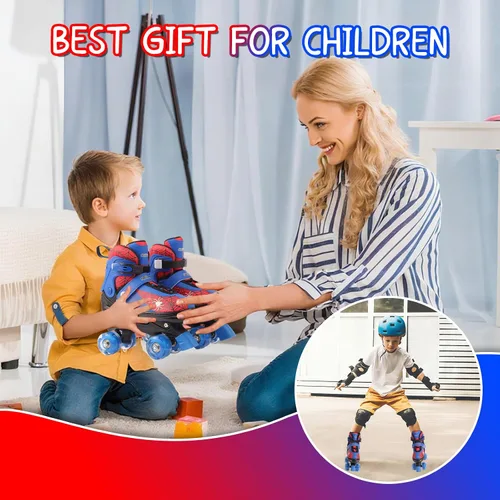 Vista 7 de Patines de ruedas Nattork para niños y niñas, patines cuádruples ajustables en 4 tallas para niños con ruedas iluminadas, genial regalo