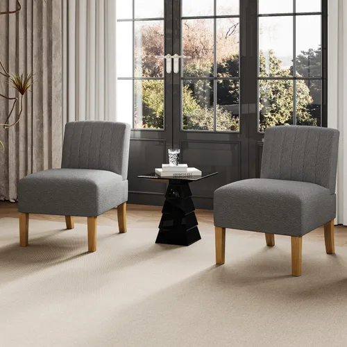 Vista 15 de Silla decorativa sin brazos para dormitorio, moderna silla de tocador con patas de madera maciza, cómoda silla tapizada para dormitorio, silla