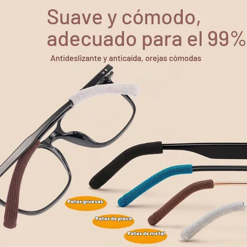 Vista 4 de 2 pares de almohadillas suaves mejoradas para orejas de gafas, agarres antideslizantes de algodón tejido para gafas, puntas cómodas de patillas 2
