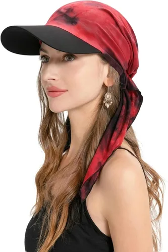 Vista 33 de ZLYC Gorro ligero con ala de quimioterapia para mujer, bufanda para la Tie Dyed Purple