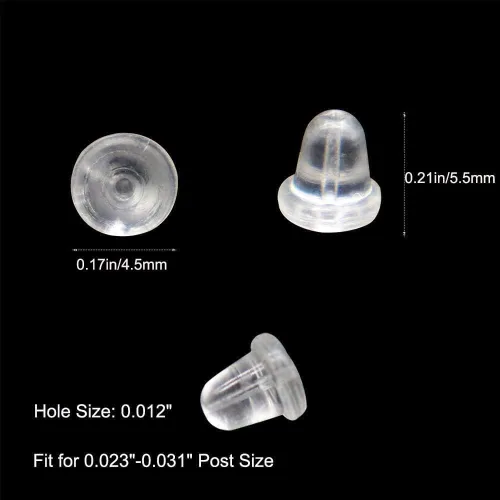 Vista 7 de 120 piezas de aretes para tachuelas, parte trasera de aretes, almohadillas de seguridad suaves y transparentes para las orejas, topes de embrague