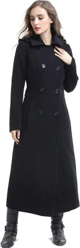 Vista 3 de BGSD Abrigo largo con capucha de lana Mariel para mujer (talla regular y grande y pequeña)