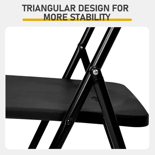 Vista 5 de 10pcs Ergonomic Black Plastic Folding Chairs with Iron Frame – Sturdy Stackable Folding Chairs for Indoor and Outdoor Use, Perfect for Family