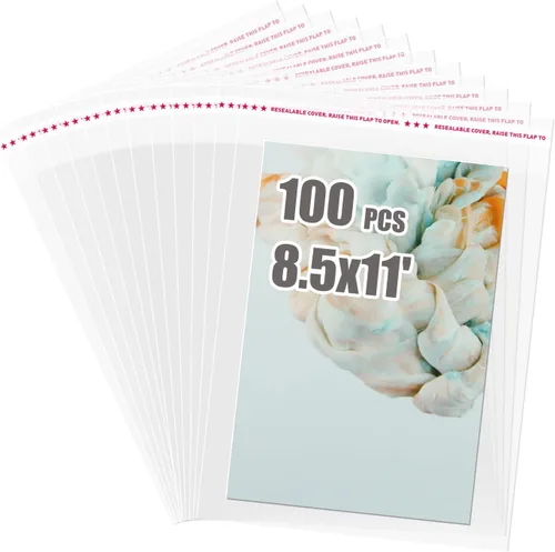 Vista 8 de Egofine Bolsas de celofán autosellables, 100 bolsas transparentes resellables para tapetes de fotos de 10 x 14 pulgadas