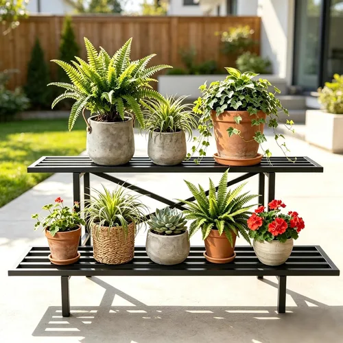 Vista 6 de Zhongma Soporte para plantas de metal resistente de 2 niveles