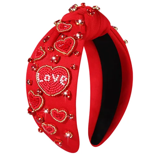 Vista 13 de mokkia Diademas de corazón para el día de San Valentín para mujer, accesorios para el día de San Valentín, diadema anudada con corazón con cuentas