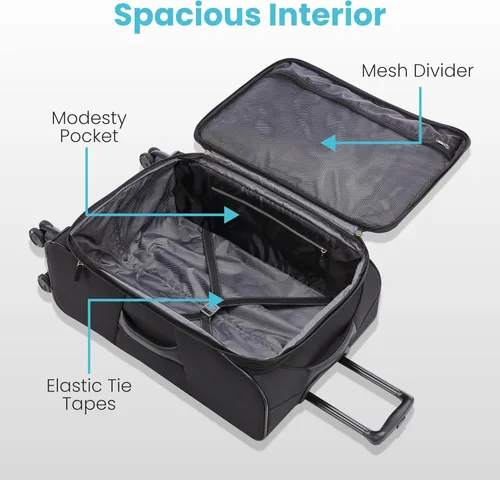 Vista 3 de American Tourister 4 KIX 2.0 - Colección de maletas con ruedas giratorias de lado blando, Negro, Juego de 2 piezas (maleta de manomediana)