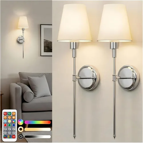 Vista 15 de DORESshop Juego de 2 apliques de pared a pilas, inalámbrico, fácil de instalar, regulables y ajustables, lámpara de pared recargable