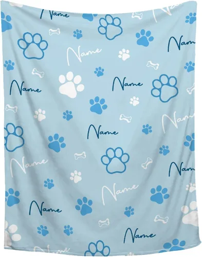 Vista 14 de Manta Personalizada de Huellas de Perro con Foto y Nombre para Amantes de Mascotas, Manta Suave de Franela de Vellón Regalo para Amantes de Perros