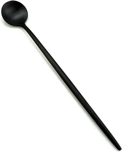 Vista 2 de JASHII Juego de 6 cucharas de acero inoxidable 304 negro mate con mango largo, juego de vajilla moderna para el hogar, cocina, regalo de fiesta