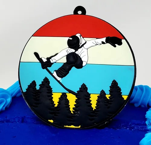 Vista 2 de Snowboading Snowboarder - Decoración para pastel de cumpleaños de 7 piezas