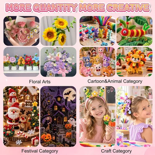 Vista 6 de 2000 PCS Pipe Cleaners Bulk 20 Colors Chenille Stems Pipe Cleaners Craft